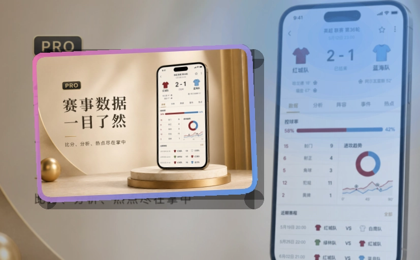 紧凑功能卡 · 比赛日App入口 · 赛事信息跟进更连贯界面展示